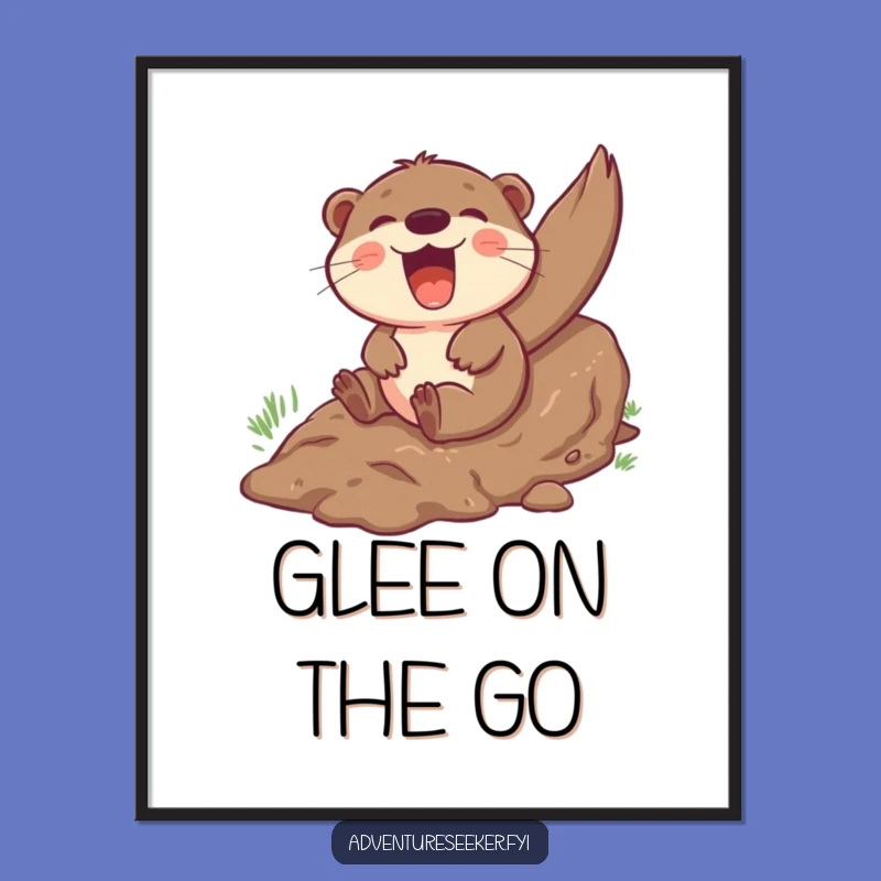 Funny Otter Glee Digital Art: Vibrant & Hilarious Print, Perfect Gift