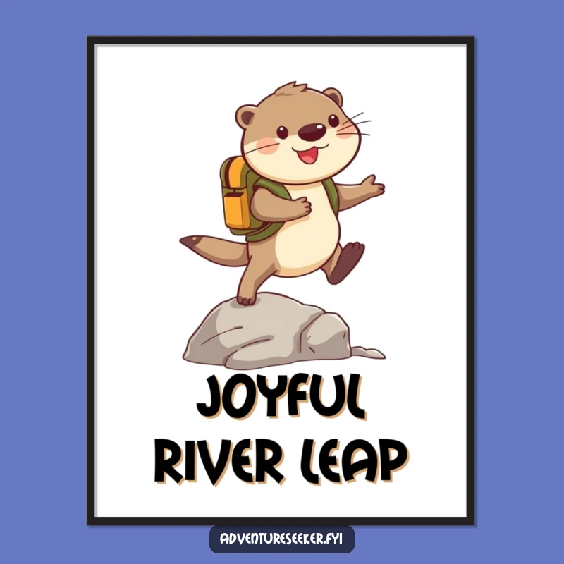 Funny Otter Adventure Digital Art: Cheerful Explorer Print Gift