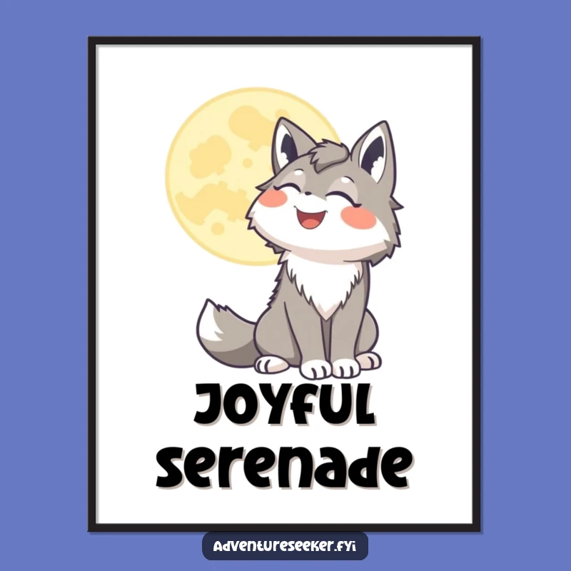 Funny Wolf Moon Howl Digital Art: Vibrant & Hilarious Print, Perfect Gift