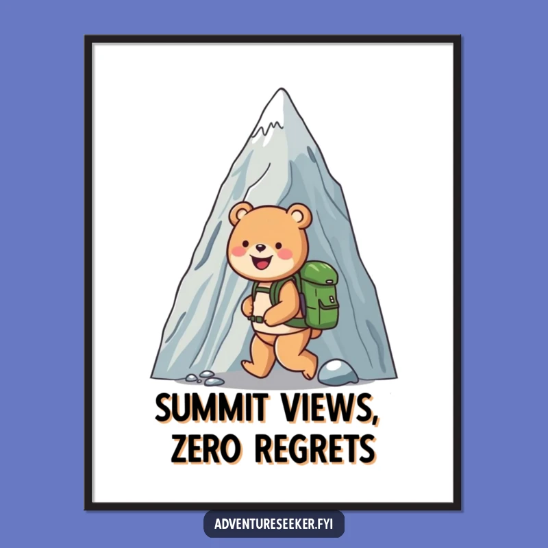 Funny Bear Mountain Climb Digital Art: Hilarious Adventure Decor
