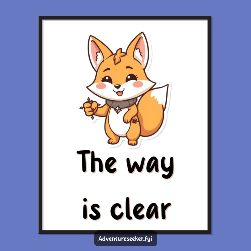 Funny Fox Determination Digital Print: Confident Character Wall Art, Instant Funny Gift