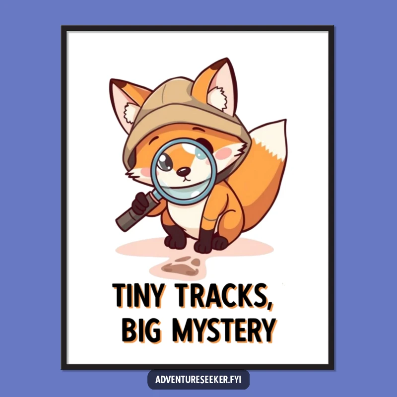 Funny Fox Explorer Digital Art: Brave Detective Print Gift