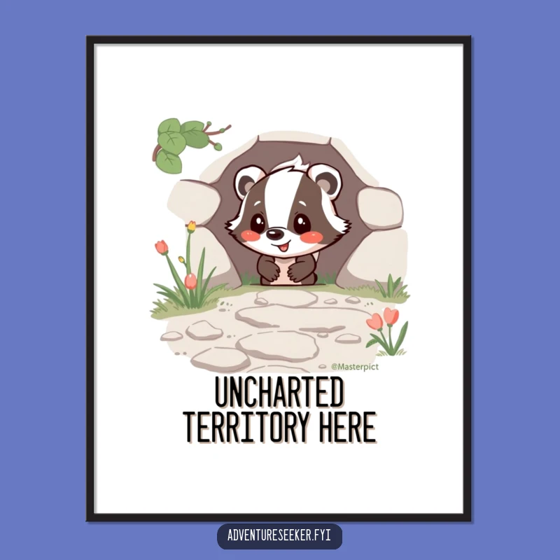 Funny Happy Badger Digital Art Print: Humorous Decor for the Adventurous Heart