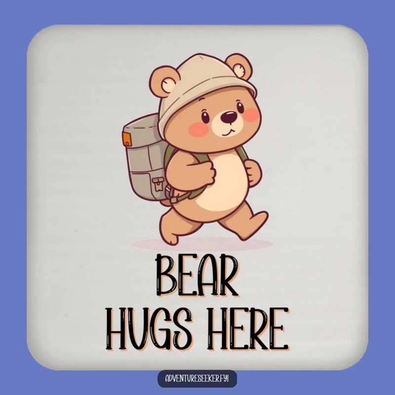 Funny Bear Explorer Coasters - Protect Surfaces with Adventure, Cute Funny Gift Set