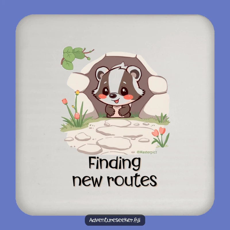 Funny Happy Badger Drink Coaster: Protect Surfaces with Humorous Trail Charm