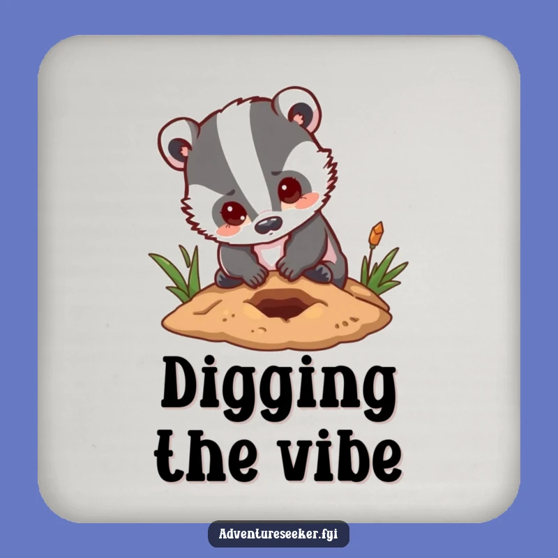 Funny Badger Digging Coaster Set: Hilarious Table Protection, Perfect Determined Gift
