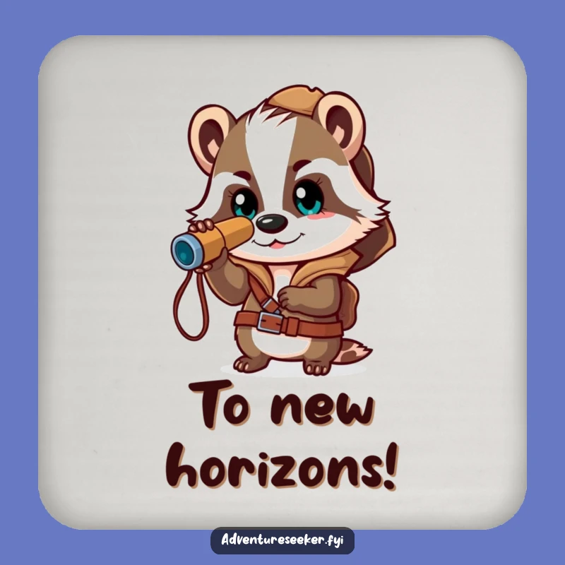 Funny Badger Explorer Drink Coaster: Protect Surfaces with Brave Style!