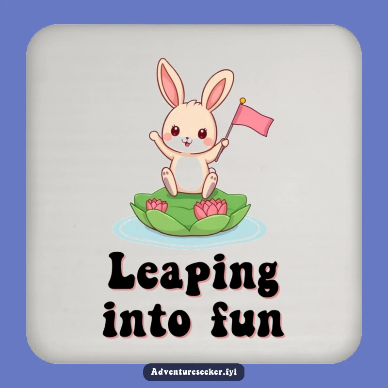 Funny Bunny Explorer Coaster: Playful Animal Planting Flag, Humorous Drink Gift