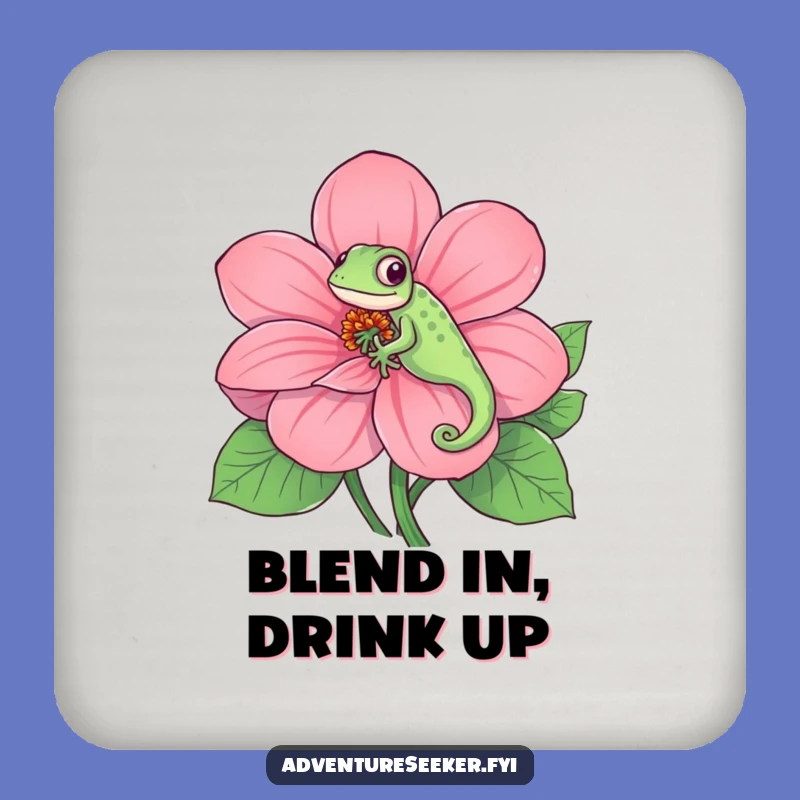 Funny Chameleon Coaster: Playful Flower Camouflage Protection, Gift for Hosts