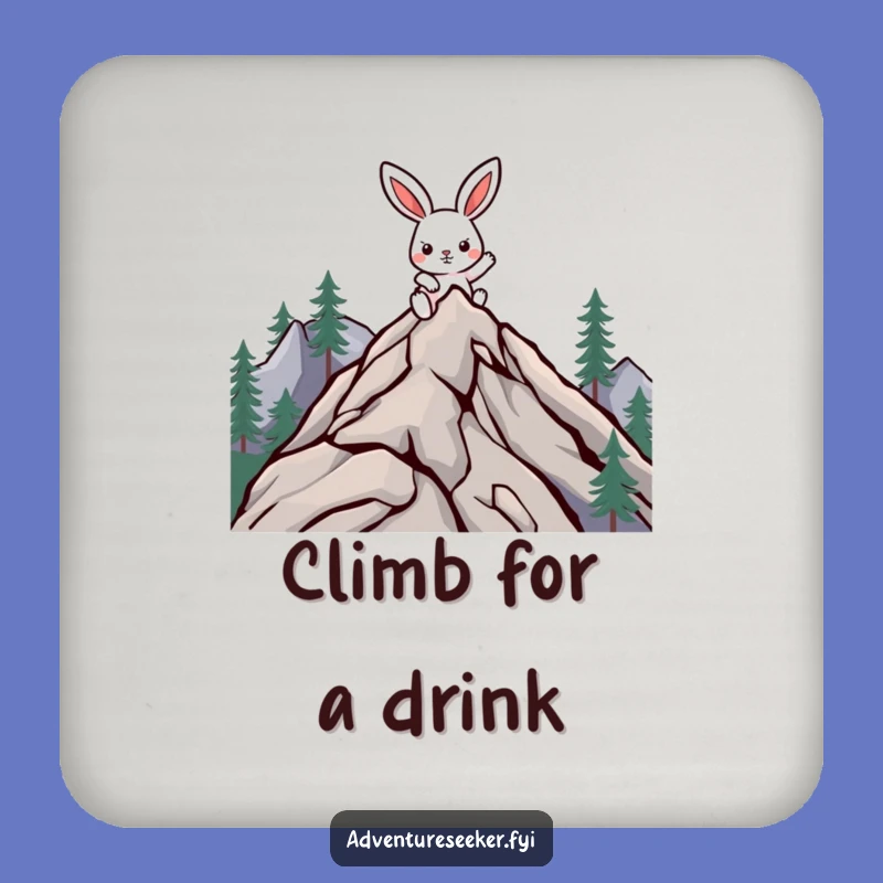Funny Climbing Rabbit Coasters: Determined Drink Guards, Perfect Funny Gift for Mountain Homes!