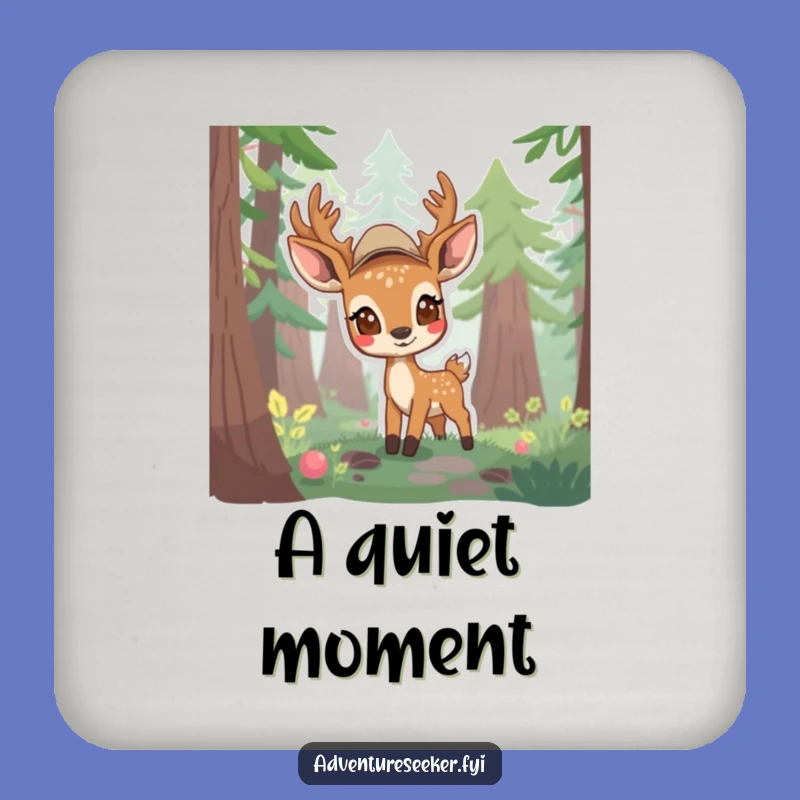 Funny Deer Scout Drink Coaster: Gentle Forest Protection for Tables