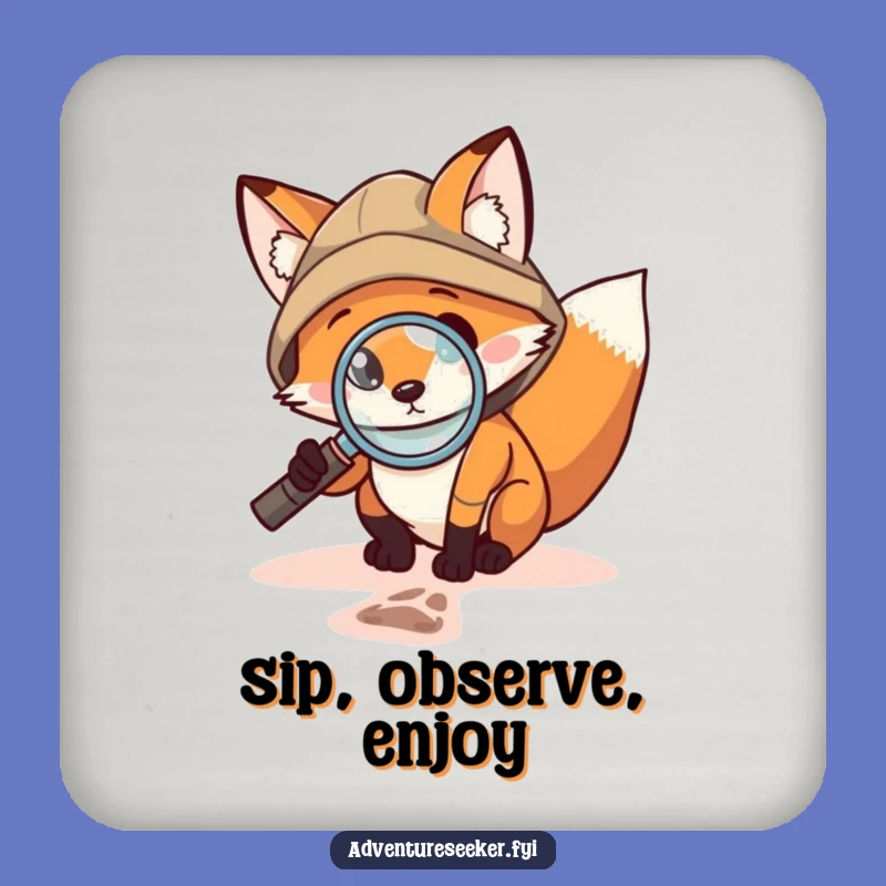 Funny Fox Explorer Coaster: Brave Detective Drink Protector Gift