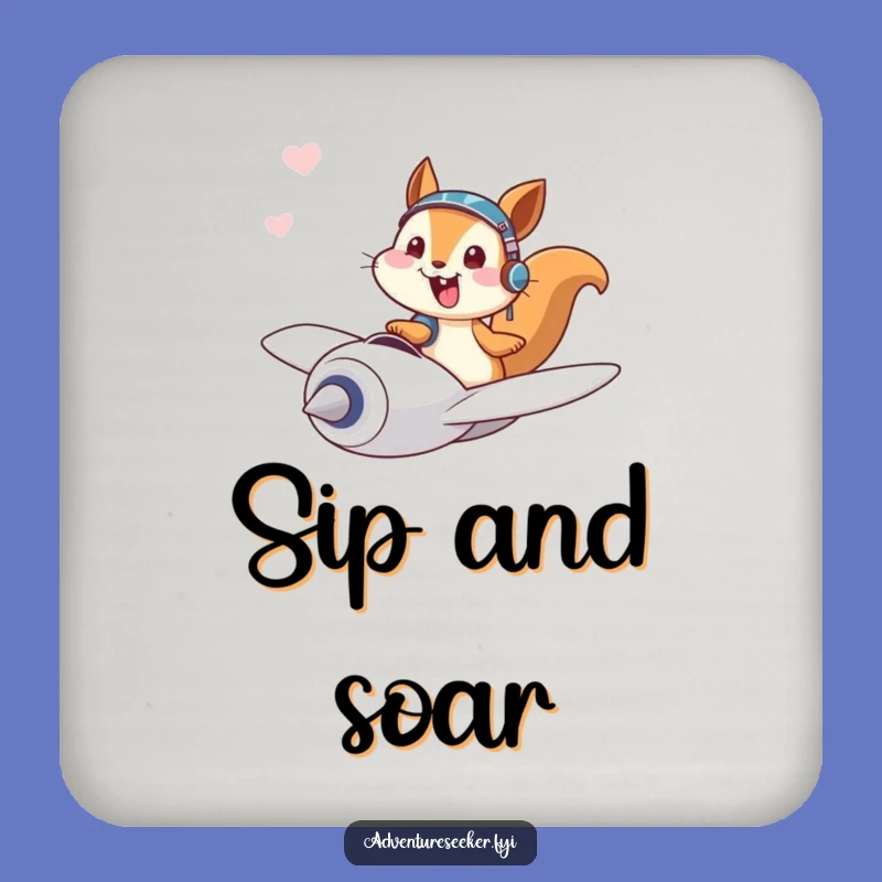 Funny Squirrel Pilot Coaster: Giggling Flyer Protection, Hilarious Drink Accessory