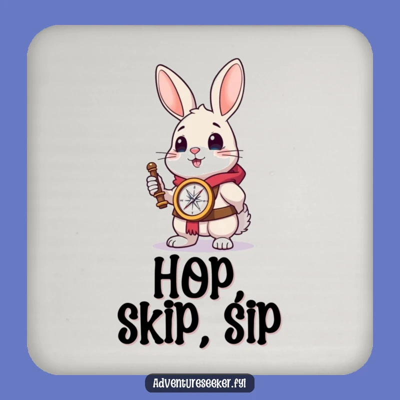 Funny Rabbit Explorer Coasters - Brave Table Protection, Cute Funny Gift Set
