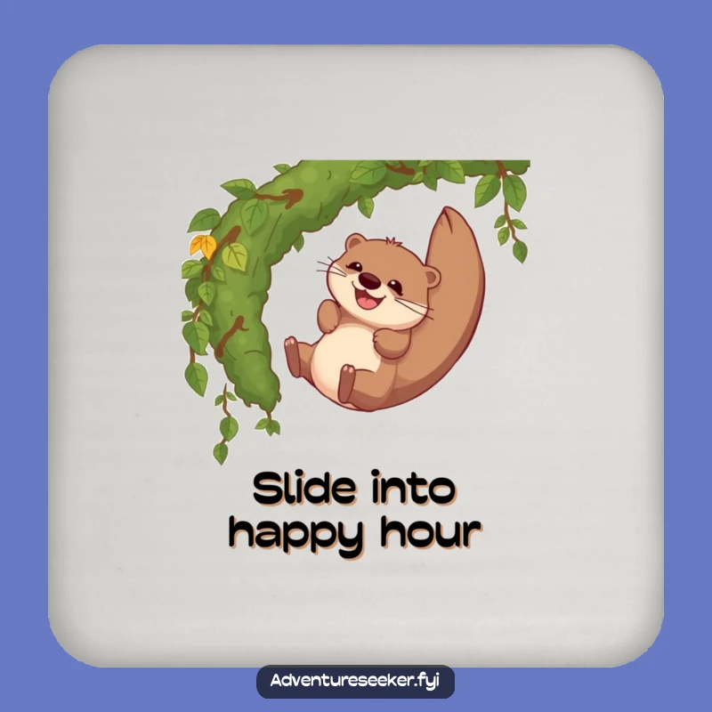 Funny Otter Vine Slide Drink Coaster: Protect Surfaces with Humor!