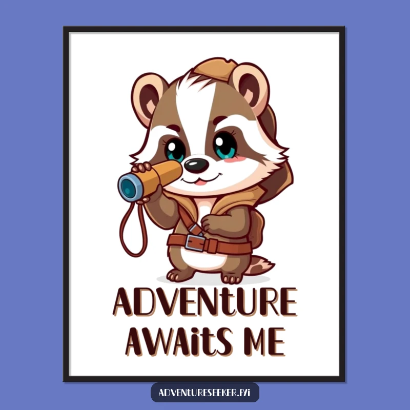 Funny Badger Explorer Poster: Brave Wildlife Art for Adventurous Decor