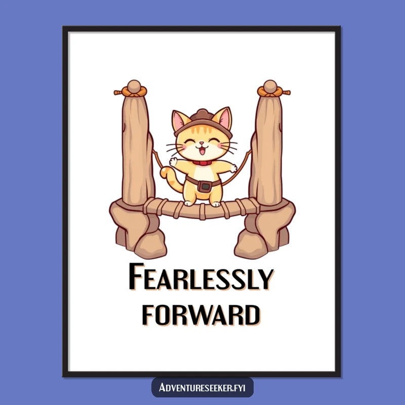 Funny Cat Bridge Poster: Adventurous Art for Bold Spaces, Perfect Gift