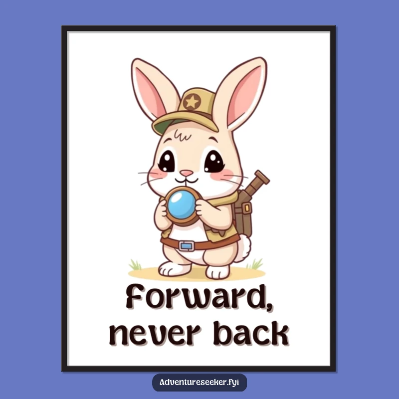 Funny Rabbit Scout Poster: Curious Explorer Wall Art Gift