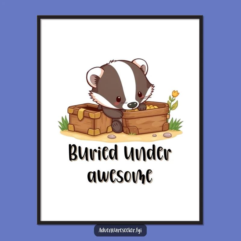 Funny Badger Treasure Dig Poster: Hunt for Laughs!