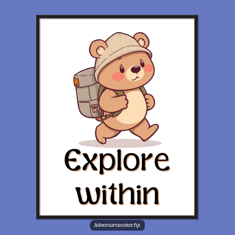 Funny Bear Explorer Poster - Cute Wall Art for Adventure Lovers, Perfect Funny Gift