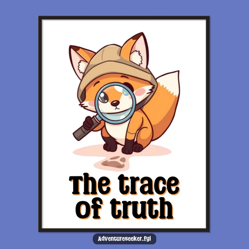 Funny Fox Explorer Poster: Brave Detective Wall Art Gift