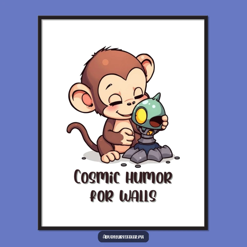 Funny Monkey Alien Artifact Poster: Intriguing & Hilarious Wall Art