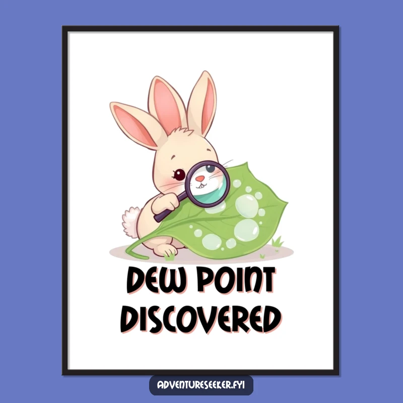 Funny Rabbit Magnifying Leaf Poster, Detailed Nature Art, Unique Funny Gift