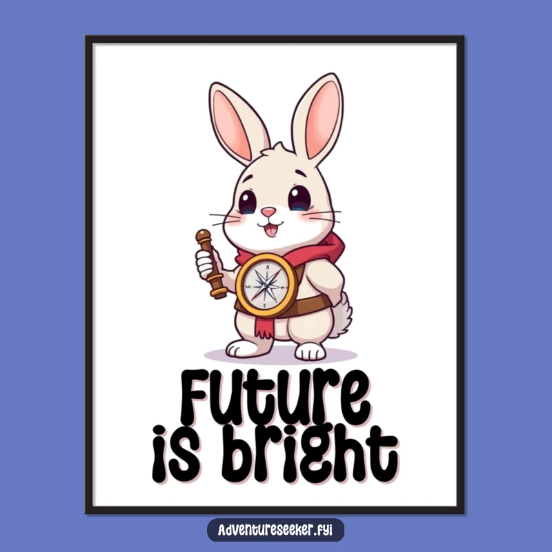 Funny Rabbit Explorer Poster - Brave Wall Art, Perfect Funny Gift for Dreamers