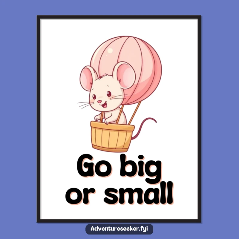 Funny Mouse Balloon Poster: Energetic Art for Uplifting Spaces, Perfect Gift