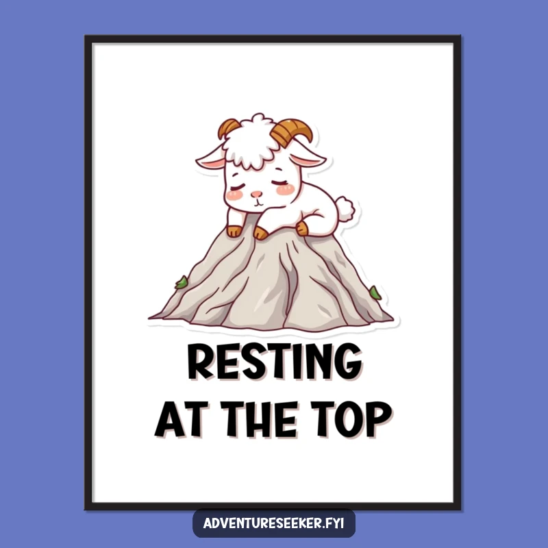 Funny Mountain Goat Poster: Humorous Art for the Serene Soul