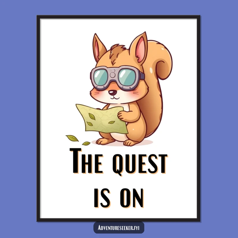 Funny Squirrel Map Poster: Curious Discovery Art, Decode Your Walls, Funny Gift Decor