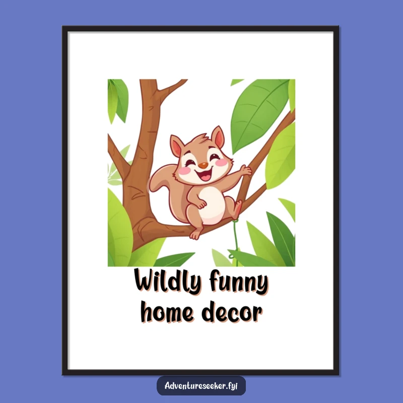 Funny Squirrel Jungle Vine Poster: Whimsical & Hilarious Wall Art