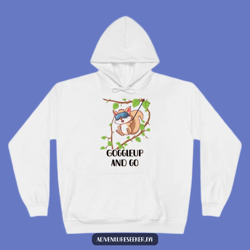 Cozy Funny Squirrel Zip Line Hoodie, Adventure-Ready Warm Fleece, Perfect Funny Gift
