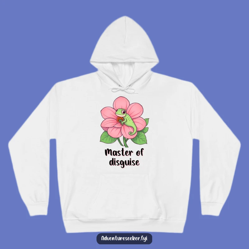 Funny Chameleon Hoodie: Playful Camouflage on Flower, Cozy and Colorful Funny Gift