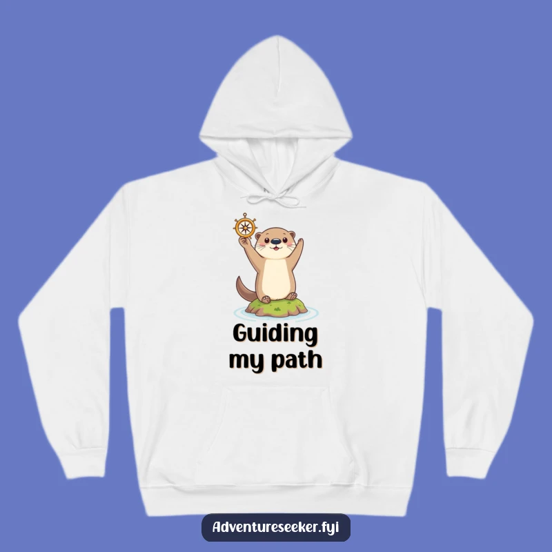Funny Otter Navigator Hoodie: Curious Animal Holding Compass, Perfect Humorous Gift
