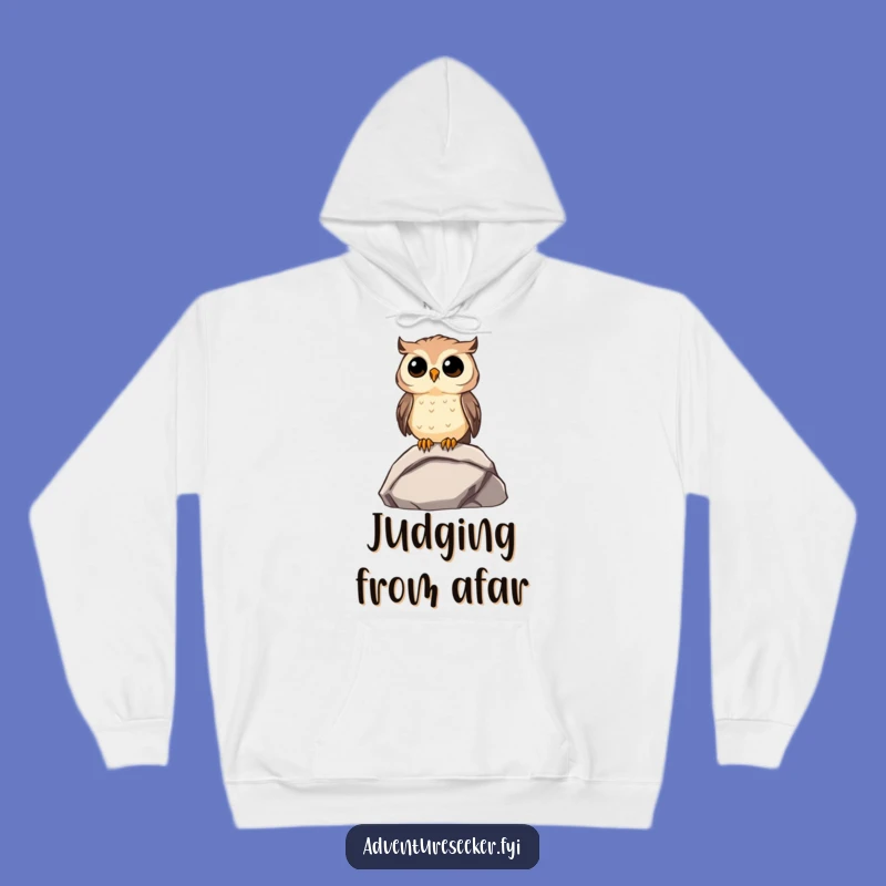 Funny Owl Contemplation Hoodie: Cozy Character On Rock, Perfect Funny Gift