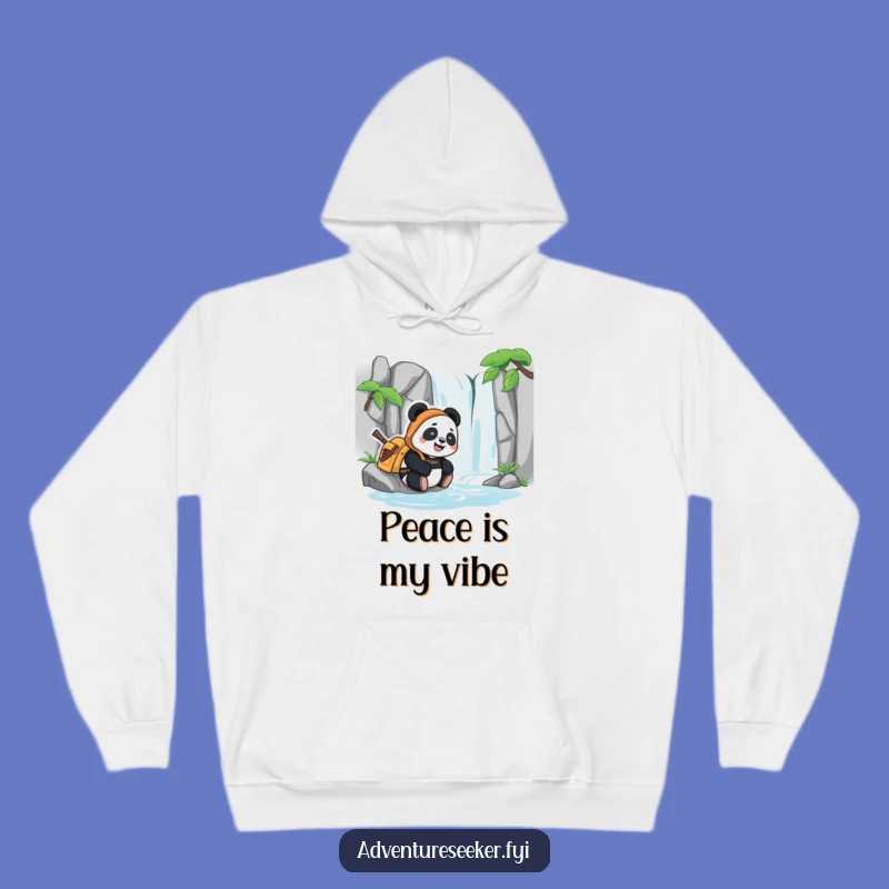 Funny Panda Adventurer Hoodie: Cozy Peace by the Waterfall