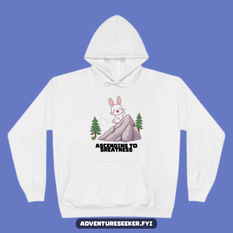 Funny Rabbit Climbing Mountain Hoodie - Cozy Trek Wear, Perfect Funny Gift
