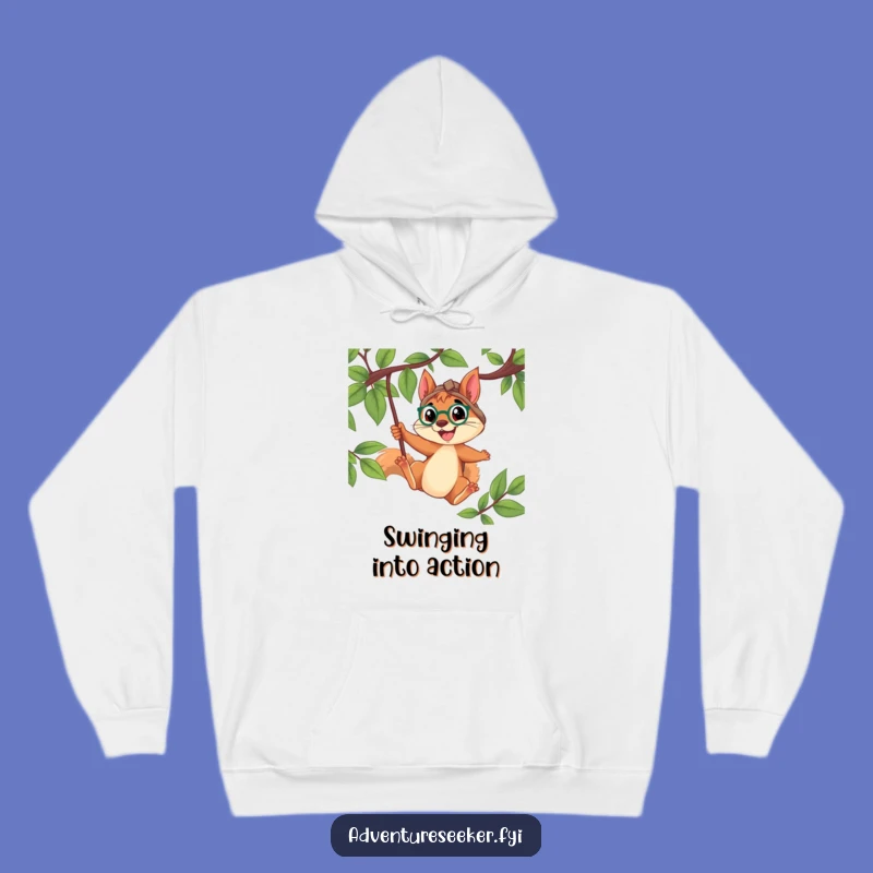 Funny Squirrel Adventurer Hoodie: Cozy Swinger Gift for Energetic People