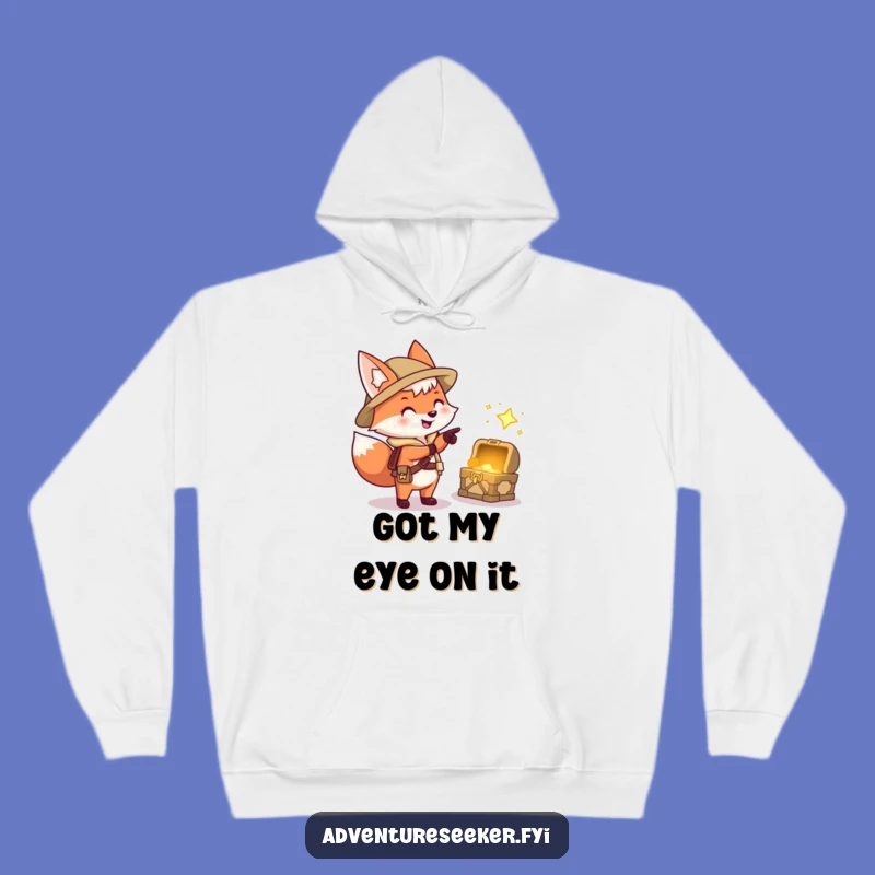 Funny Fox Explorer Hoodie: Cozy Treasure Hunter Character, Warm Laughs Gift