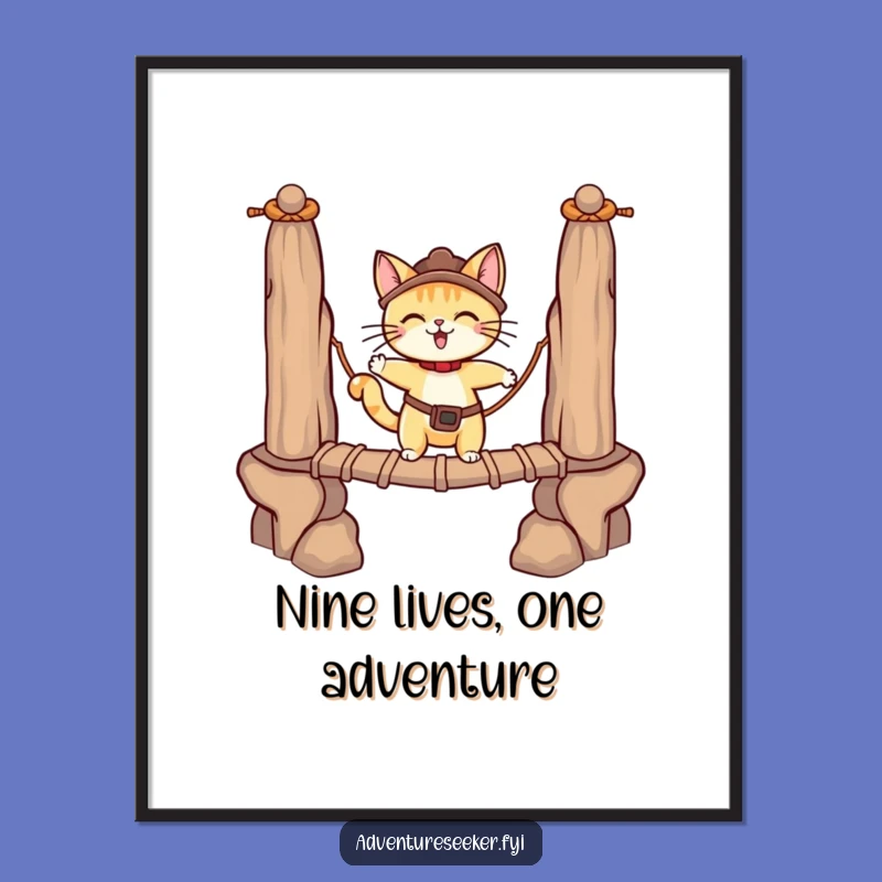 Free Printable Cat Wall Art: Adventurous Bridge Crossing Downloadable Decor