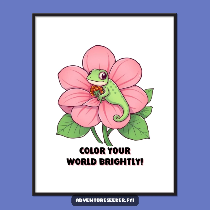 Free Printable Chameleon Art: Colourful Flower Camouflage Downloadable Wall Decor