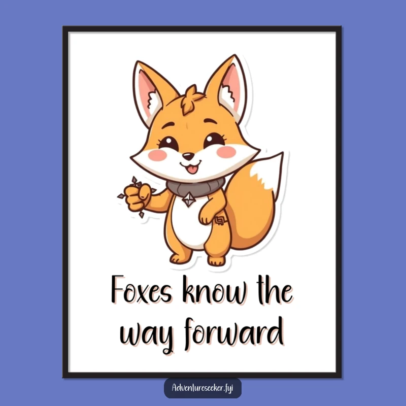 Free Printable Fox Compass Wall Art: Funny Determined Explorer Downloadable Decor