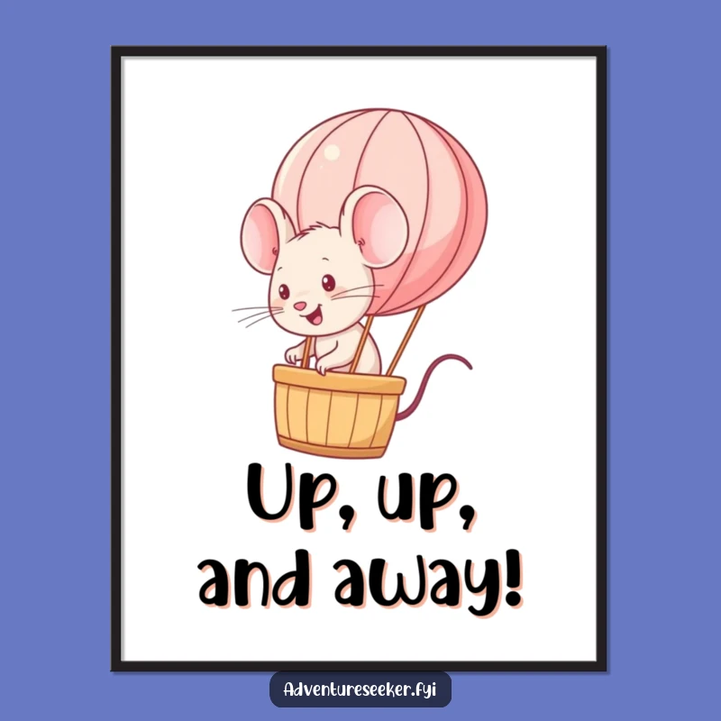 Free Printable Mouse Wall Art: Energetic Balloon Ride Downloadable Decor