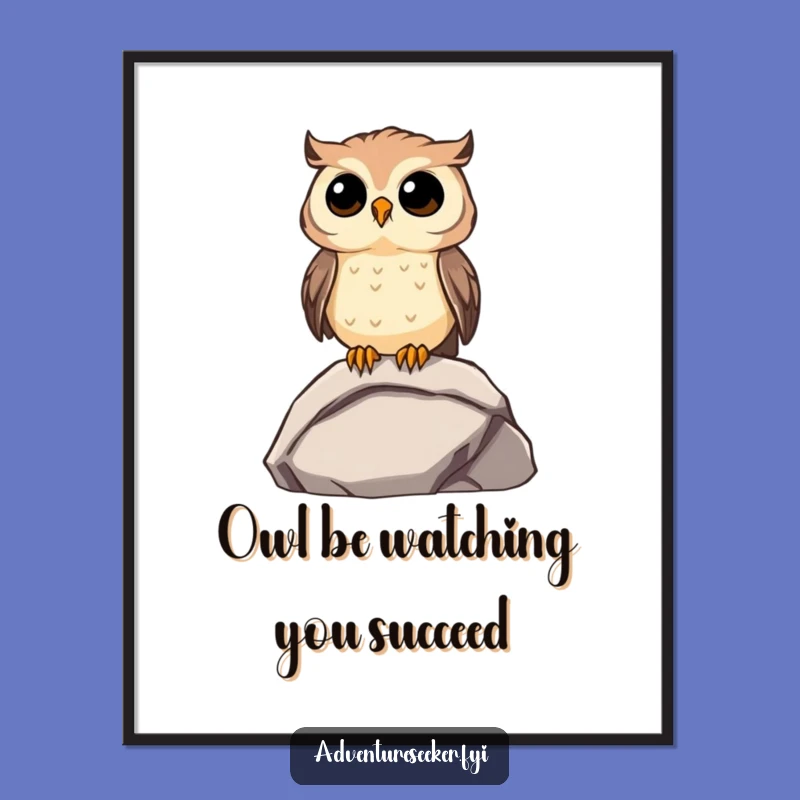 Free Printable Owl Gazer Wall Art: Funny Curious Character Downloadable Decor