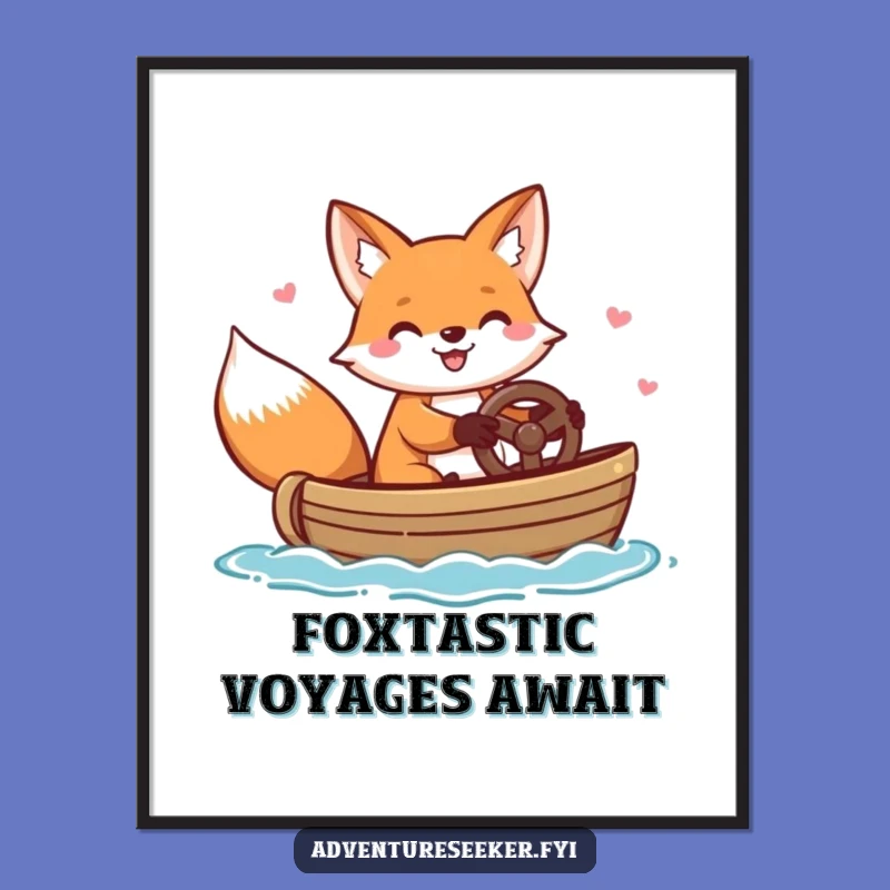 Free Printable Wall Art: Funny Fox Steering Boat Humorous Downloadable Decor