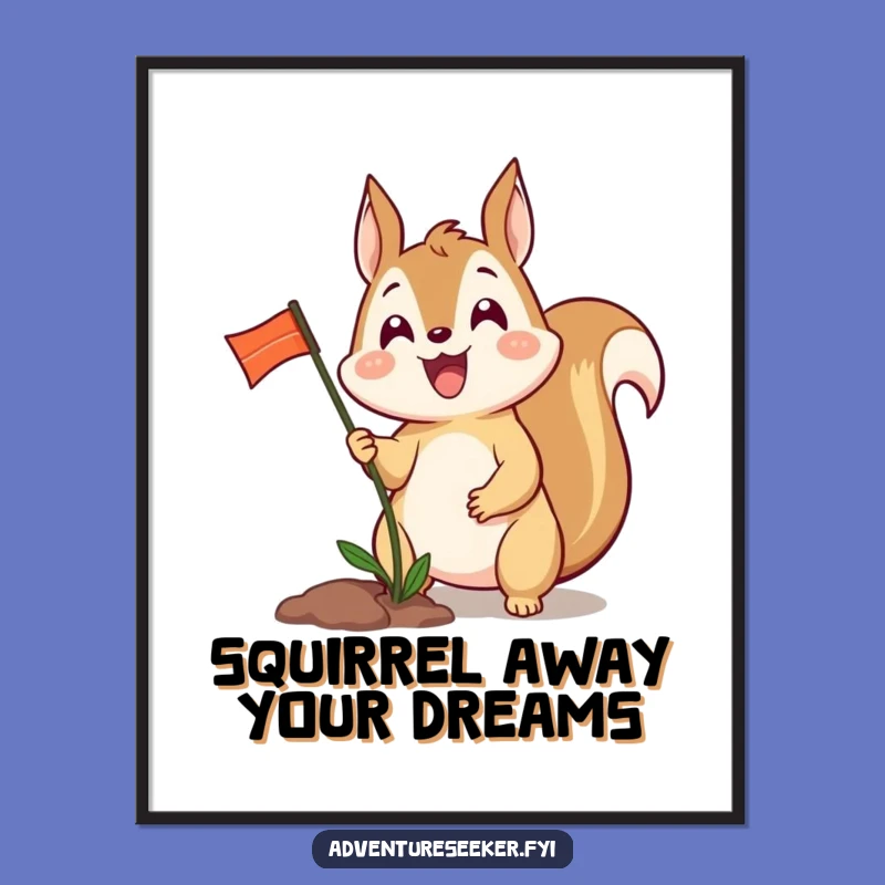 Free Printable Wall Art: Funny Squirrel Planting Flag Humorous Downloadable Decor