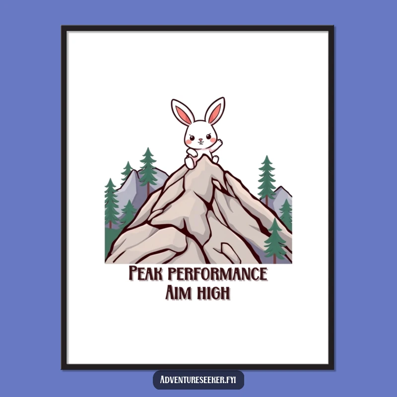 Free Printable Wall Art: Rabbit Mountain Climber Art, Motivational Downloadable Decor