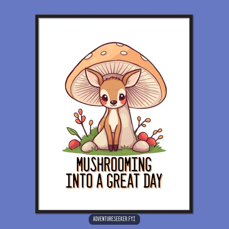 Free Printable Wall Art: Shy Deer & Friendly Mushroom - Whimsical Downloadable Decor