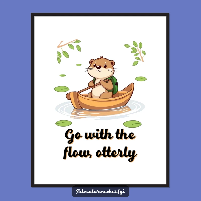 Free Printable Wall Art: Determined Otter, Humorous Pond Adventure, Downloadable Decor